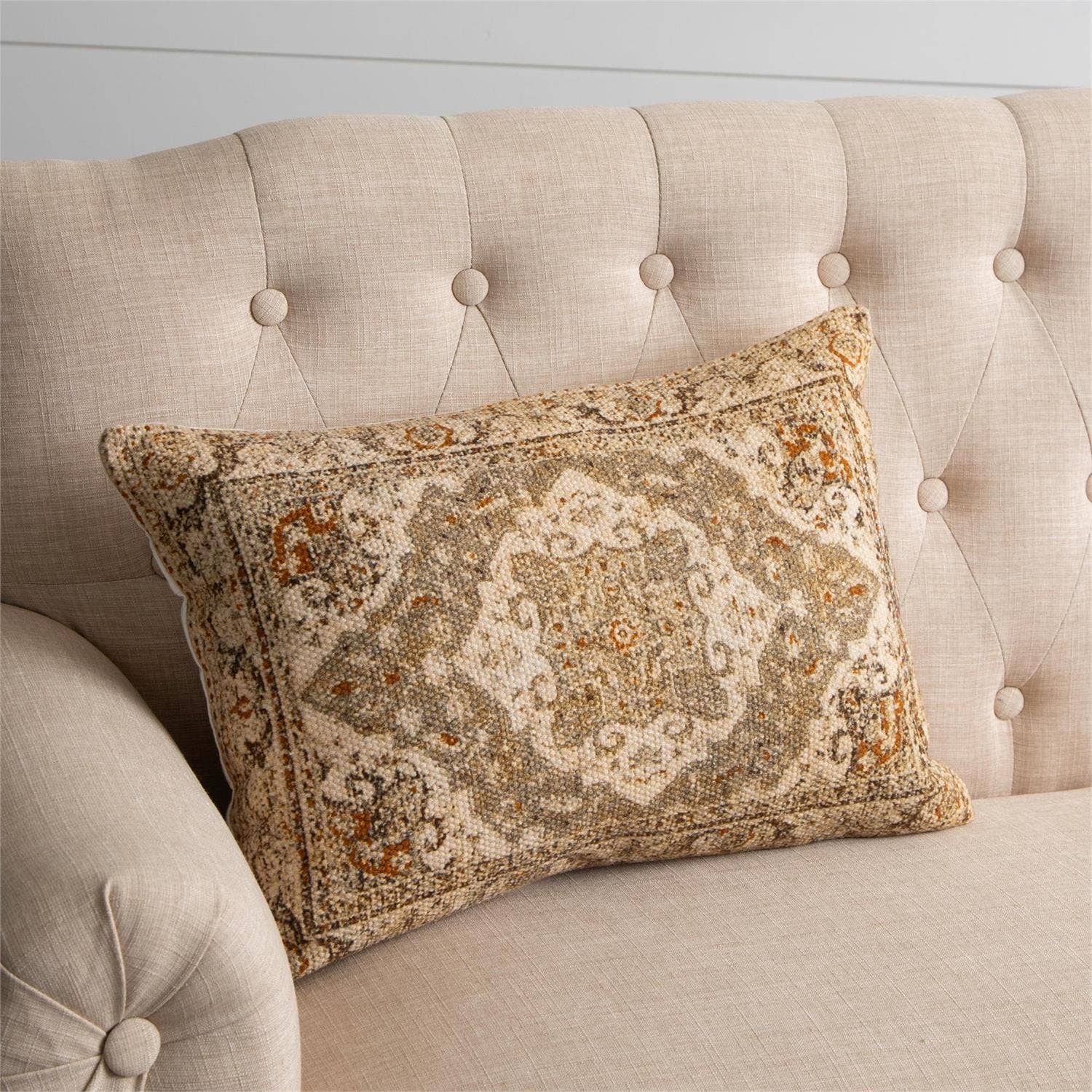 Lumbar Pillow - Knubby Slub Antique Rug, Rust (PC)