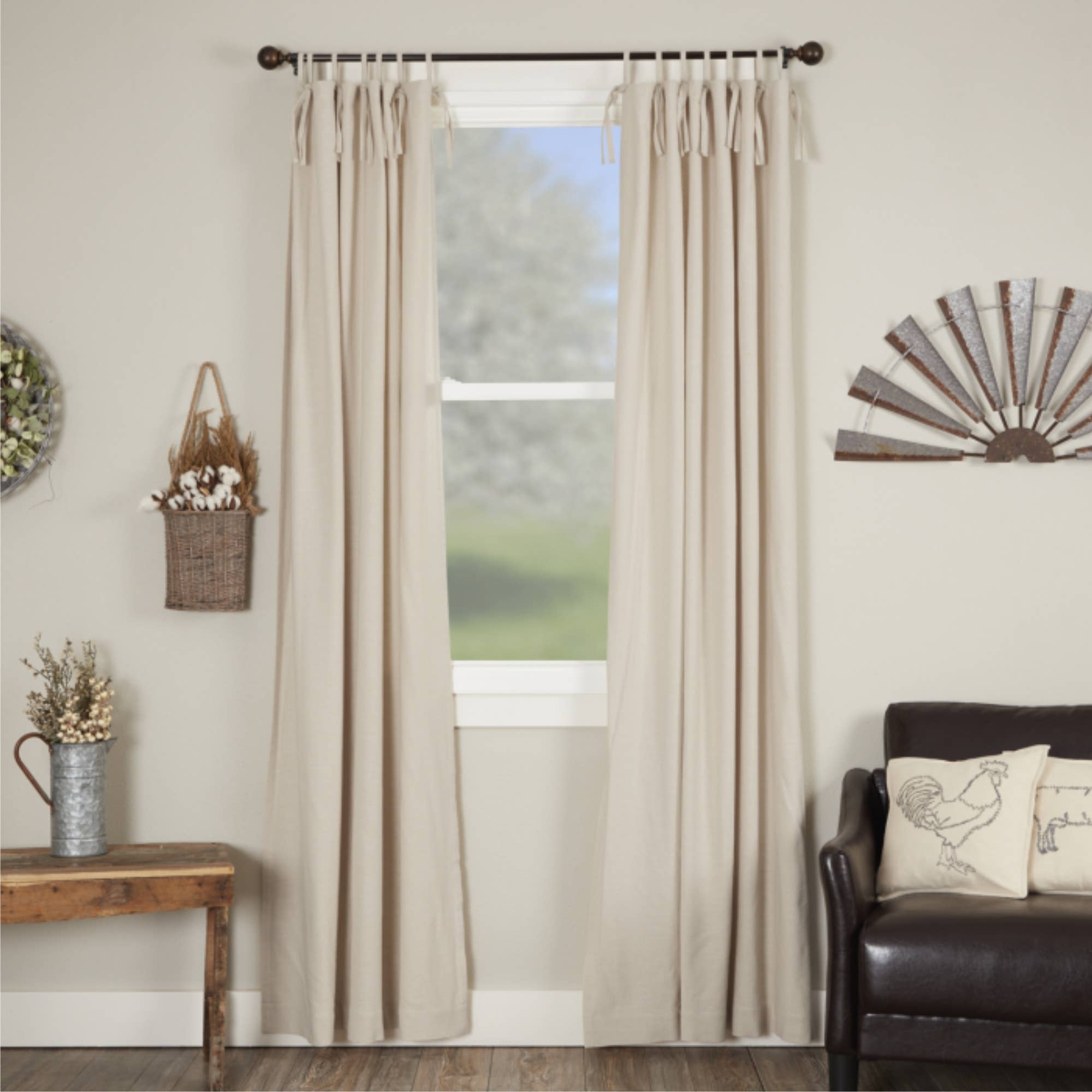 Market Place Natural Tie Top Panel Set of 2 96Lx50W