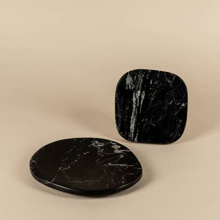 Black Marble Free Form Plate, Sm